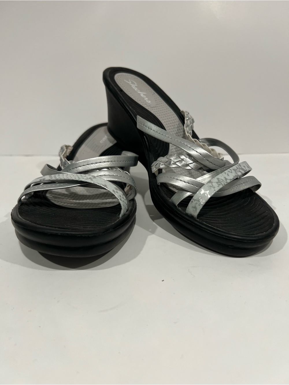Skechers Silver Strappy Wedge Sandals for Women